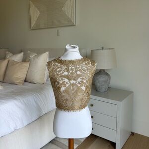 Tadashi Shoji Gold Lace Top